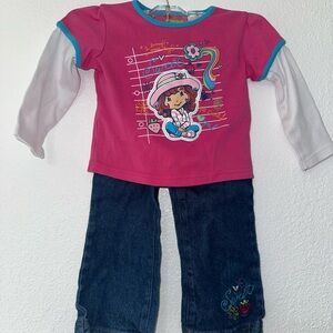 Vintage Y2k Girls Strawberry Shortcake 2-piece outfit 3T